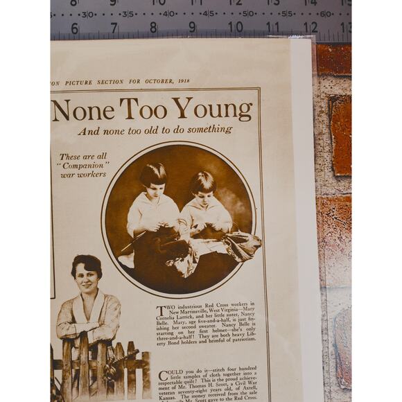 1918 "None Too Young - None Too Old" Original WWI‎ Sepia Tone Photo Article Page - Picture 11 of 16